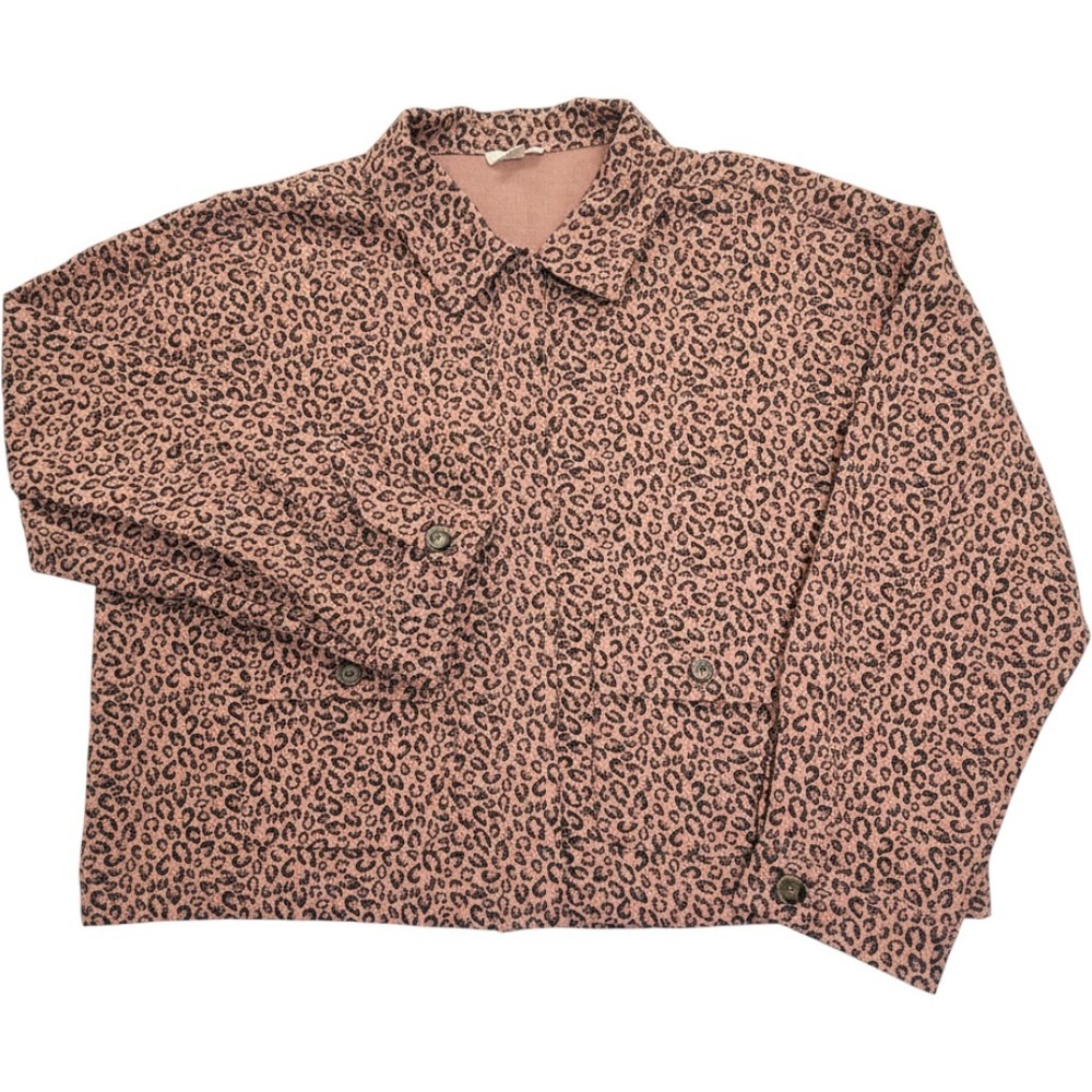 Easel Los Angeles Leopard Print Cotton Jacket Pink Black Large Boxy Oversized